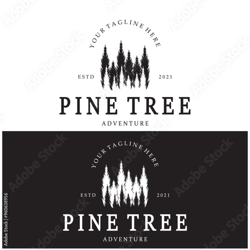 simple pine or fir tree logo,evergreen.for pine forest,adventurers,camping,nature,badges and business.vector