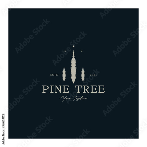 simple pine or fir tree logo,evergreen.for pine forest,adventurers,camping,nature,badges and business.vector
