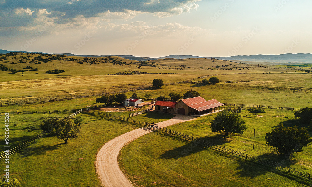 Obraz premium Ranch House and Barn