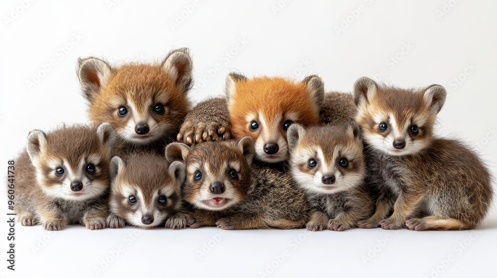 Obraz premium Group of woodland animals on a white background