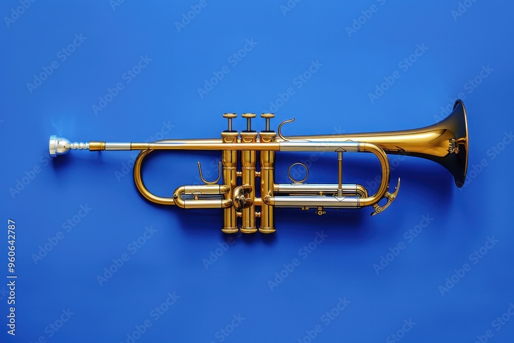Fototapeta premium Trumpet on blue background