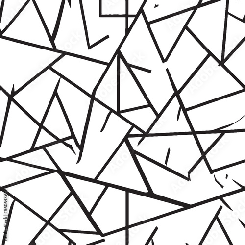 Monochrome Geometric Design: A vector illustration featuring a geometric pattern in shades of black and white. This abstract design showcases intricate shapes and lines, creating a visually striking