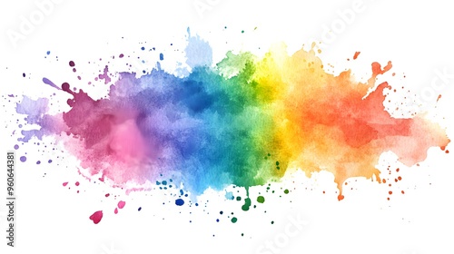 Watercolor splash color background vector illustration, white background, colorful splash, rainbow colors,
