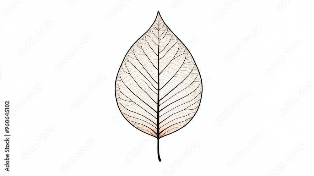 Obraz premium Serene Minimalist Leaf Detail with Delicate Vein Patterns in Gentle Natural Lighting