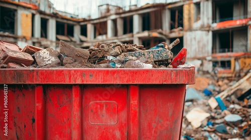 Obraz na płótnie trash can against the background of a construction site. w salonie