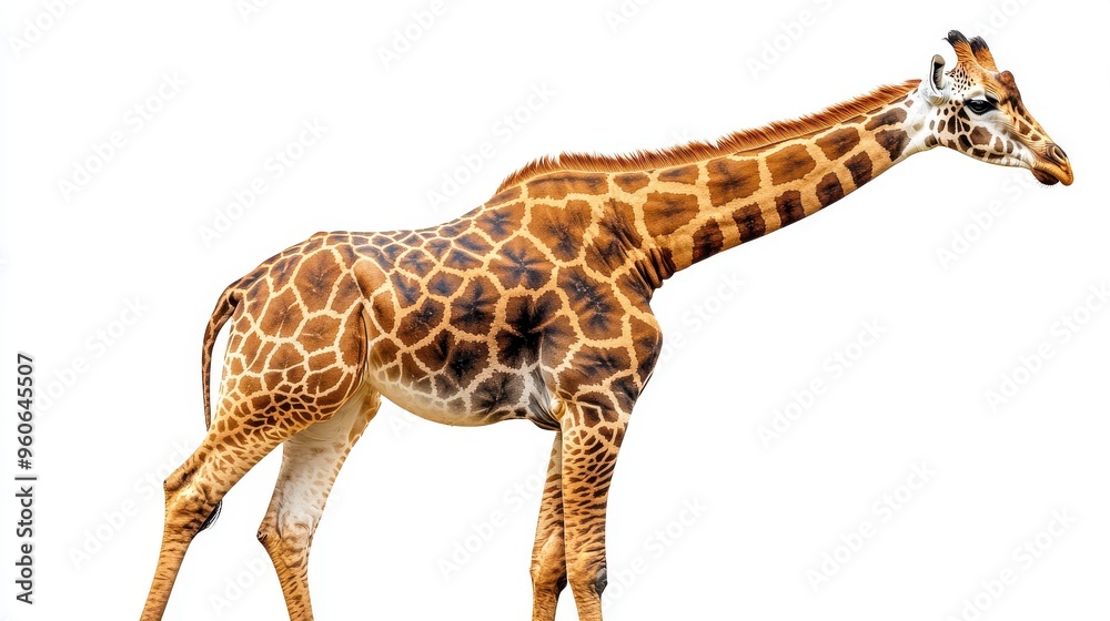 Fototapeta premium Isolated giraffe clipart with no background distractions on a white background