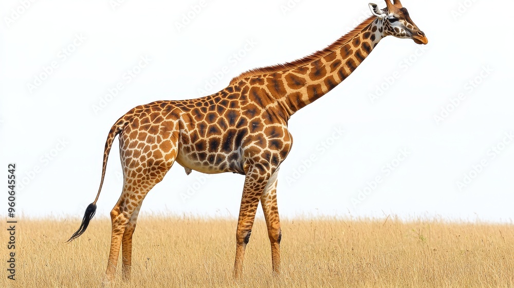 Fototapeta premium Isolated giraffe clipart with no background distractions on a white background