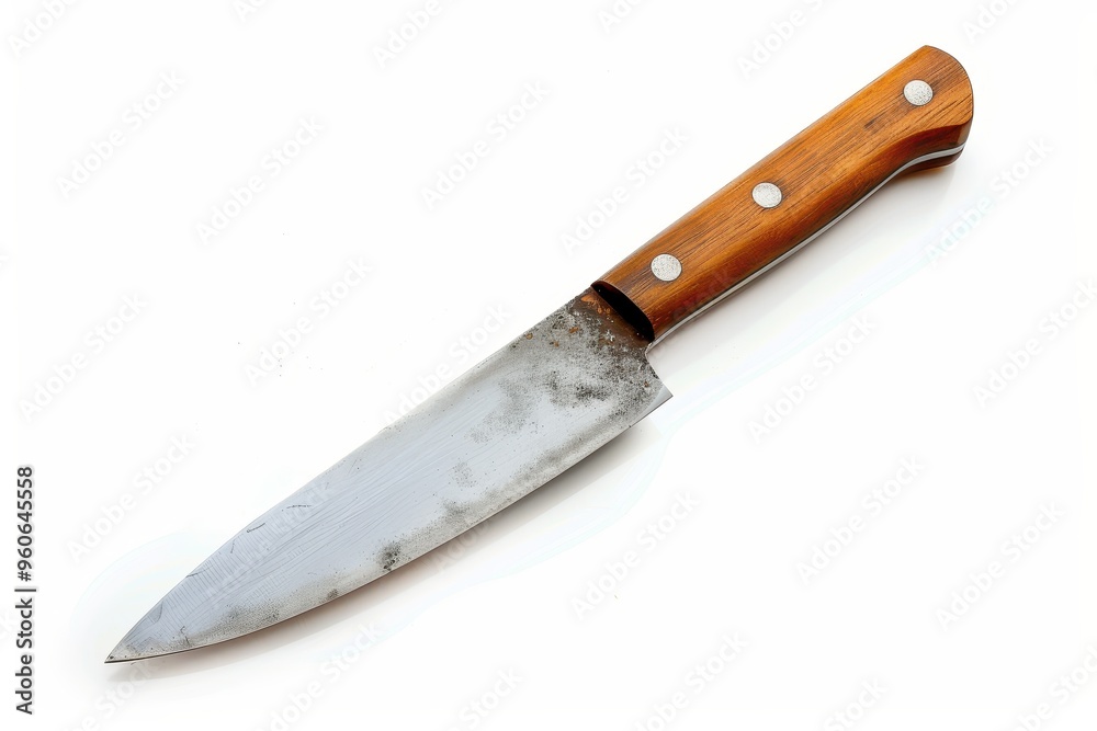 White background with isolated kitchen knife