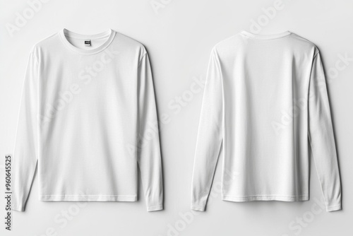 Wallpaper Mural White Long Sleeve Tshirt Mockup Isolated created with Generative AI Torontodigital.ca