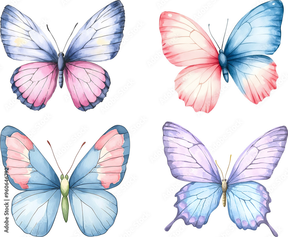 Colorful butterflies with unique designs and patterns, perfect for nature-themed projects or artistic designs.