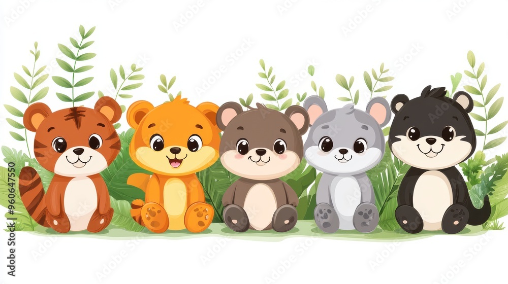 Playful animal clipart on white background Playful animal clipart on white background