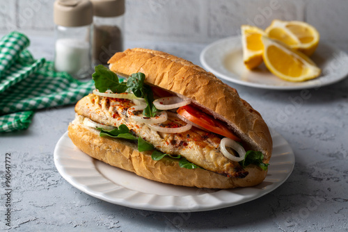 Turkish Balik Ekmek / Fish sandwich.