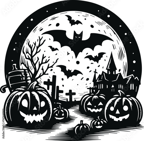 Monochrome Cosmonaut Halloween Logo Icon For Emblems, Badges And Levels Vector Illustration