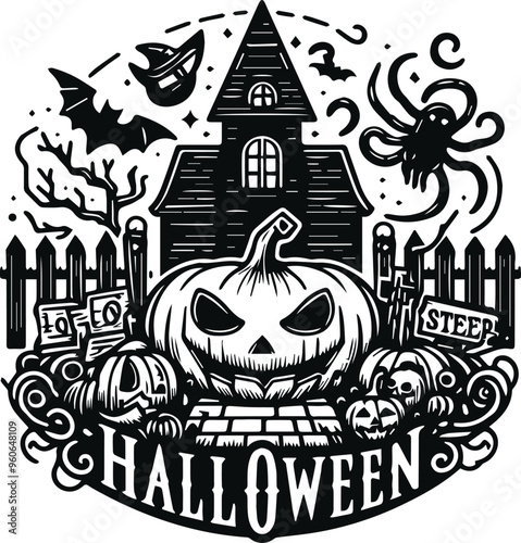 Monochrome Cosmonaut Halloween Logo Icon For Emblems, Badges And Levels Vector Illustration