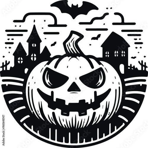 Monochrome Cosmonaut Halloween Logo Icon For Emblems, Badges And Levels Vector Illustration
