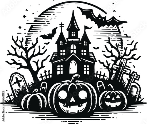 Monochrome Cosmonaut Halloween Logo Icon For Emblems, Badges And Levels Vector Illustration