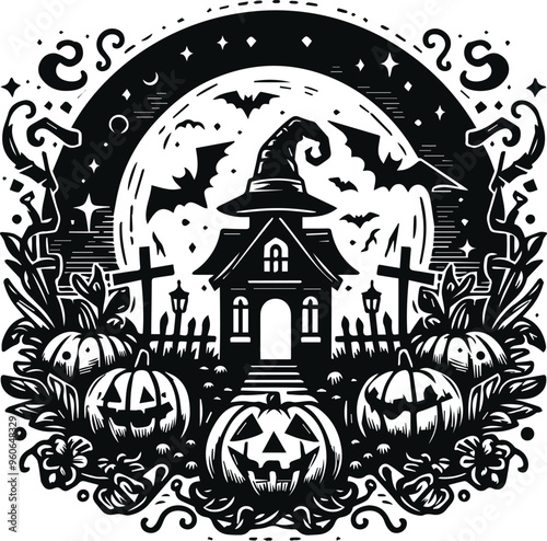 Monochrome Cosmonaut Halloween Logo Icon For Emblems, Badges And Levels Vector Illustration