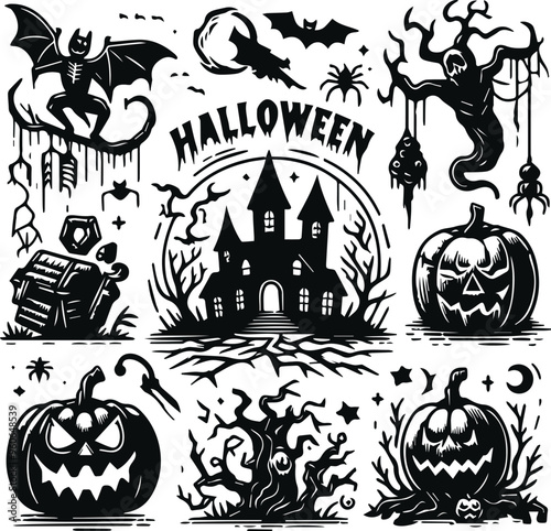 Monochrome Cosmonaut Halloween Logo Icon For Emblems, Badges And Levels Vector Illustration