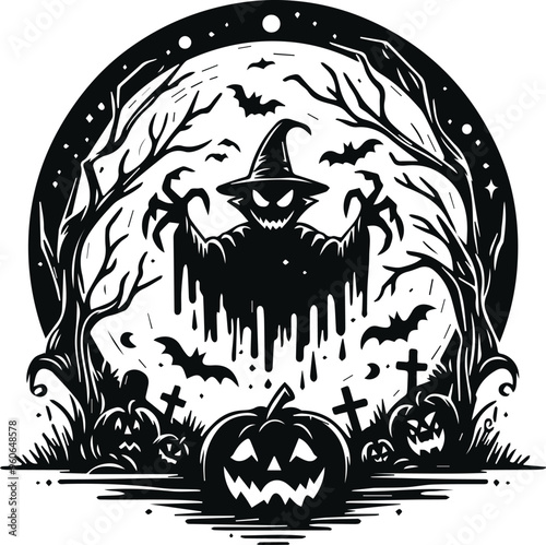 Monochrome Cosmonaut Halloween Logo Icon For Emblems, Badges And Levels Vector Illustration