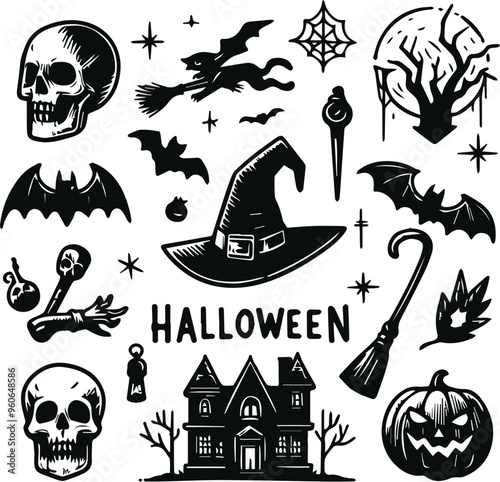 Monochrome Cosmonaut Halloween Logo Icon For Emblems, Badges And Levels Vector Illustration