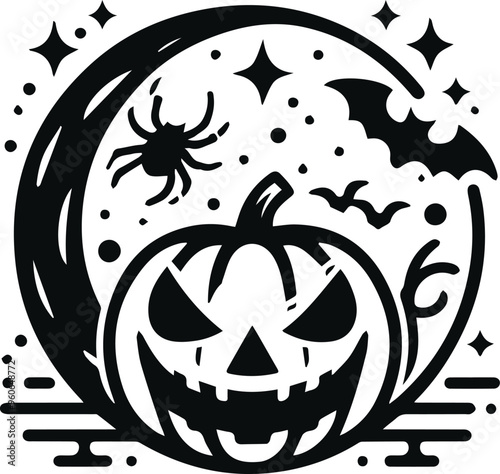 Monochrome Cosmonaut Halloween Logo Icon For Emblems, Badges And Levels Vector Illustration