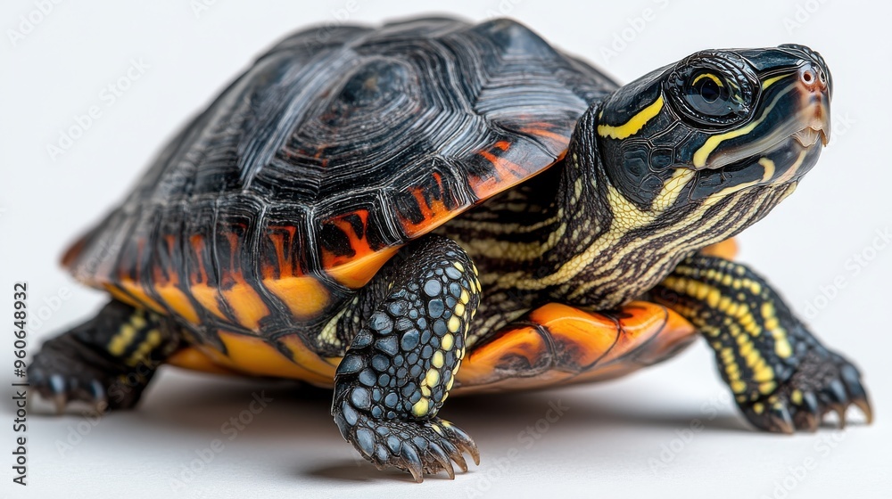 Fototapeta premium Rescued turtle receiving care on white background