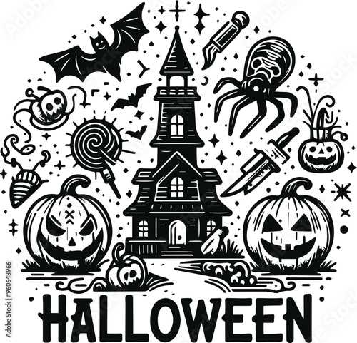 Monochrome Cosmonaut Halloween Logo Icon For Emblems, Badges And Levels Vector Illustration