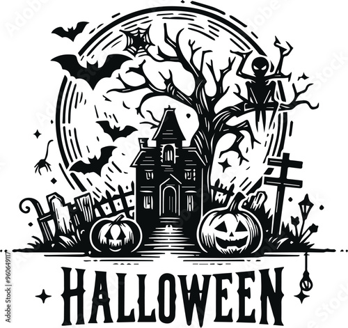 Monochrome Cosmonaut Halloween Logo Icon For Emblems, Badges And Levels Vector Illustration