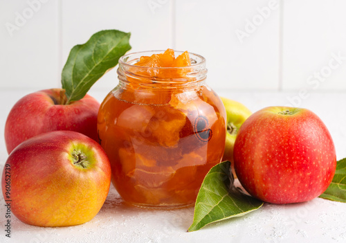 Apple jam with fresh apples
