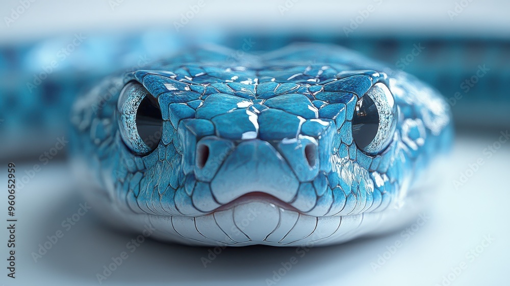 Fototapeta premium Serpent slithering on white background