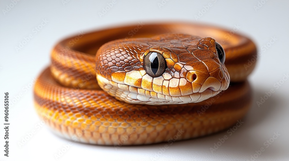 Fototapeta premium Snake coiled on a white background