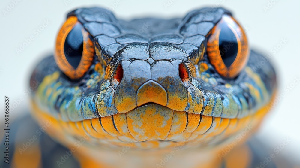 Snake head close-up on a white background Snake head close-up on a white background