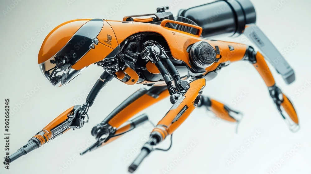 Low-Angle Shot of Modern Toy Robot with Jetpack in Action - Fun and Futuristic Design Low-Angle Shot of Modern Toy Robot with Jetpack in Action - Fun and Futuristic Design