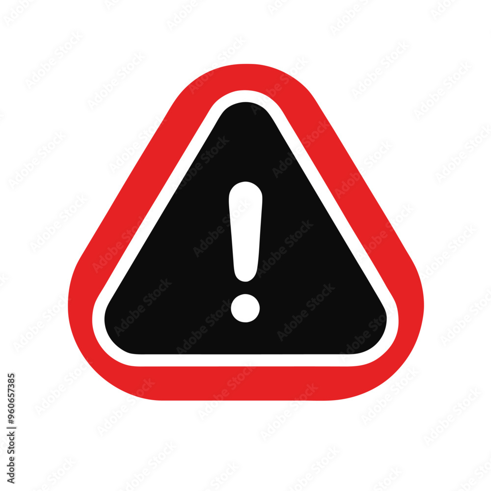 a Warning Sign with Exclamation Point Safety Alert Icon  vector silhouette illustration 