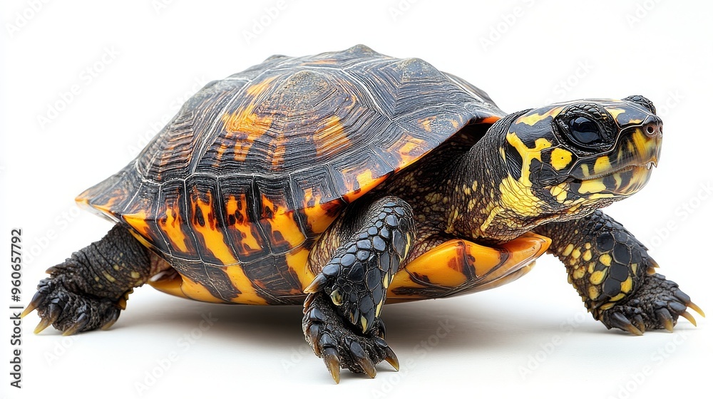 Turtle in a rescue center on white background Turtle in a rescue center on white background