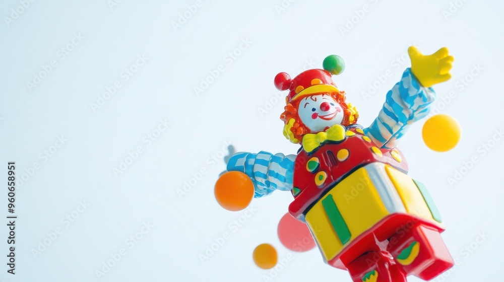 Naklejka premium Low Angle Shot of Classic Toy Jack-in-the-Box with Colorful Design