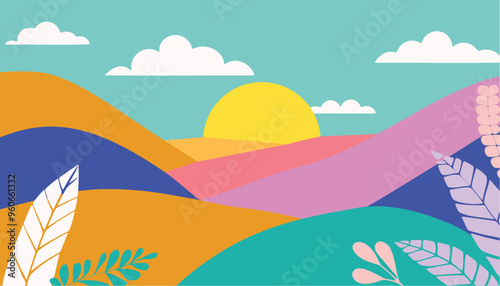 The drawn illustration Colorful spring background