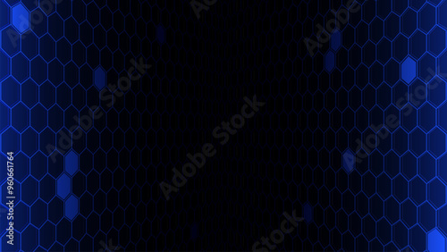 Hexagonal blue background. Metaverse and cyberspace concept.