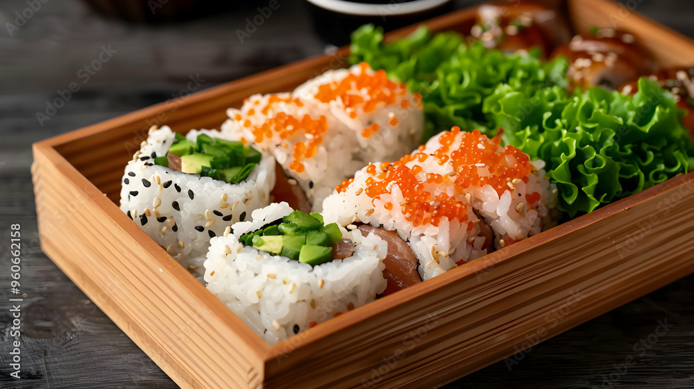 Gourmet Sushi Platter Cityscape View Soft Dusk Gourmet Sushi Platter Cityscape View Soft Dusk
