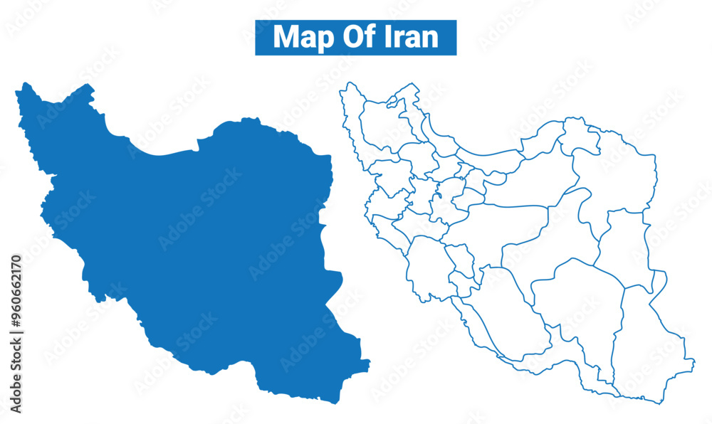 Obraz premium Iran simple flat vector map outline style illustration set