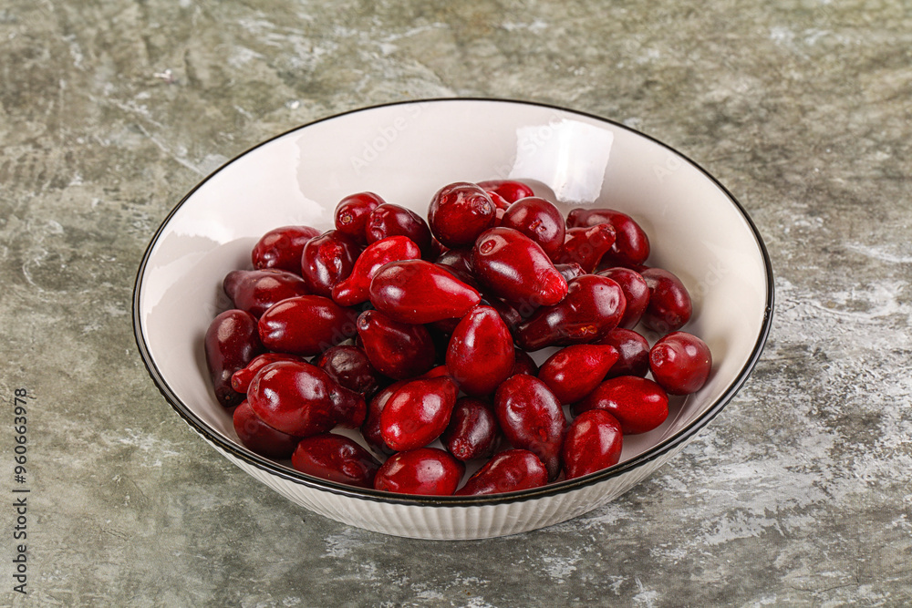 Ripe sweet juicy digberry cornel Ripe sweet juicy digberry cornel
