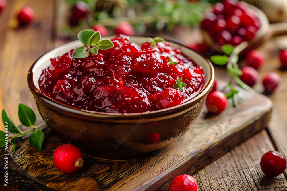 Cranberry sauce. Sauce for meat. Cranberry sauce. Sauce for meat.