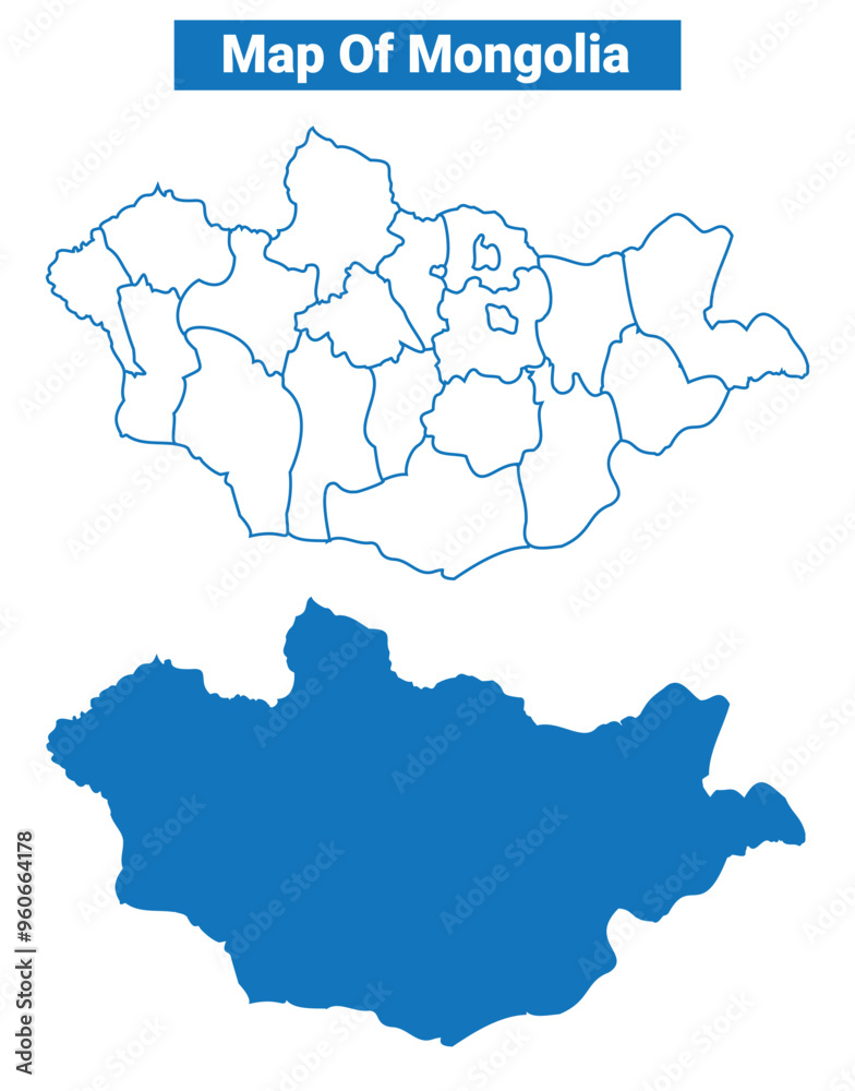 Mongolia simple flat vector map outline style illustration set Mongolia simple flat vector map outline style illustration set