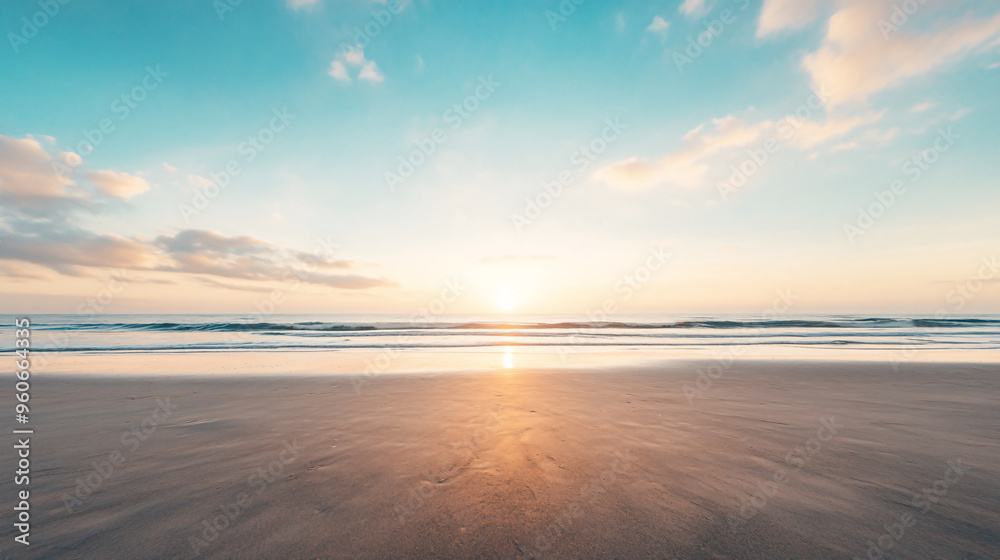 A tranquil beach at sunrise, with soft golden light reflecting on the smooth sand and calm waves, capturing the peaceful beauty of a new day. A tranquil beach at sunrise, with soft golden light reflecting on the smooth sand and calm waves, capturing the peaceful beauty of a new day.