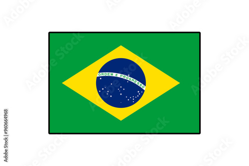 The vibrant flag of Brazil features a green background with a yellow diamond containing a blue globe and white stars. It symbolizes the rich culture and history of the nation.