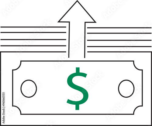 Withdrawal of funds icon, cash out icon, dollar icon, money icon, investment, money out icon, investment icon, withdraw money