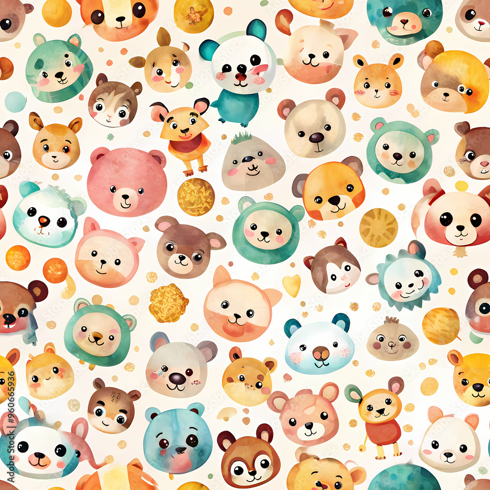Cute Animal Characters in a Playful Seamless Pattern Cute Animal Characters in a Playful Seamless Pattern