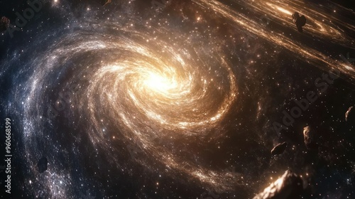 A Spiral Galaxy With Scattered Asteroids