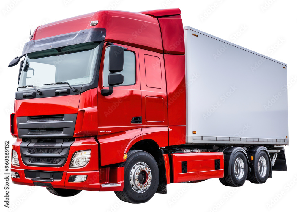 PNG Red truck with white trailer PNG Red truck with white trailer