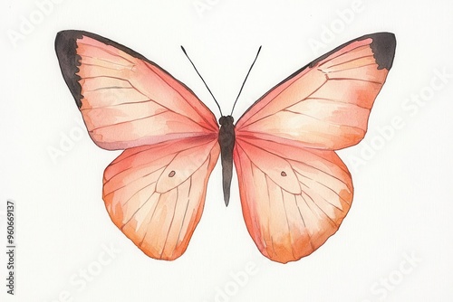 A beautifully detailed illustration of a butterfly showcasing vibrant orange hues and delicate features.